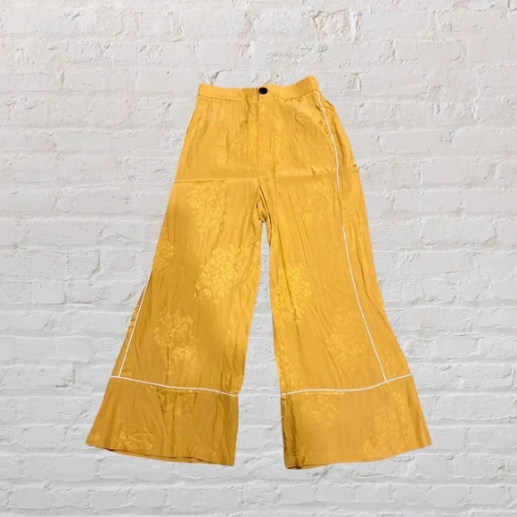 Bershka Floral Woven Over Jacket, Size M-L and Matching Pants, Size M in Yellow​ - Picture 11 of 16